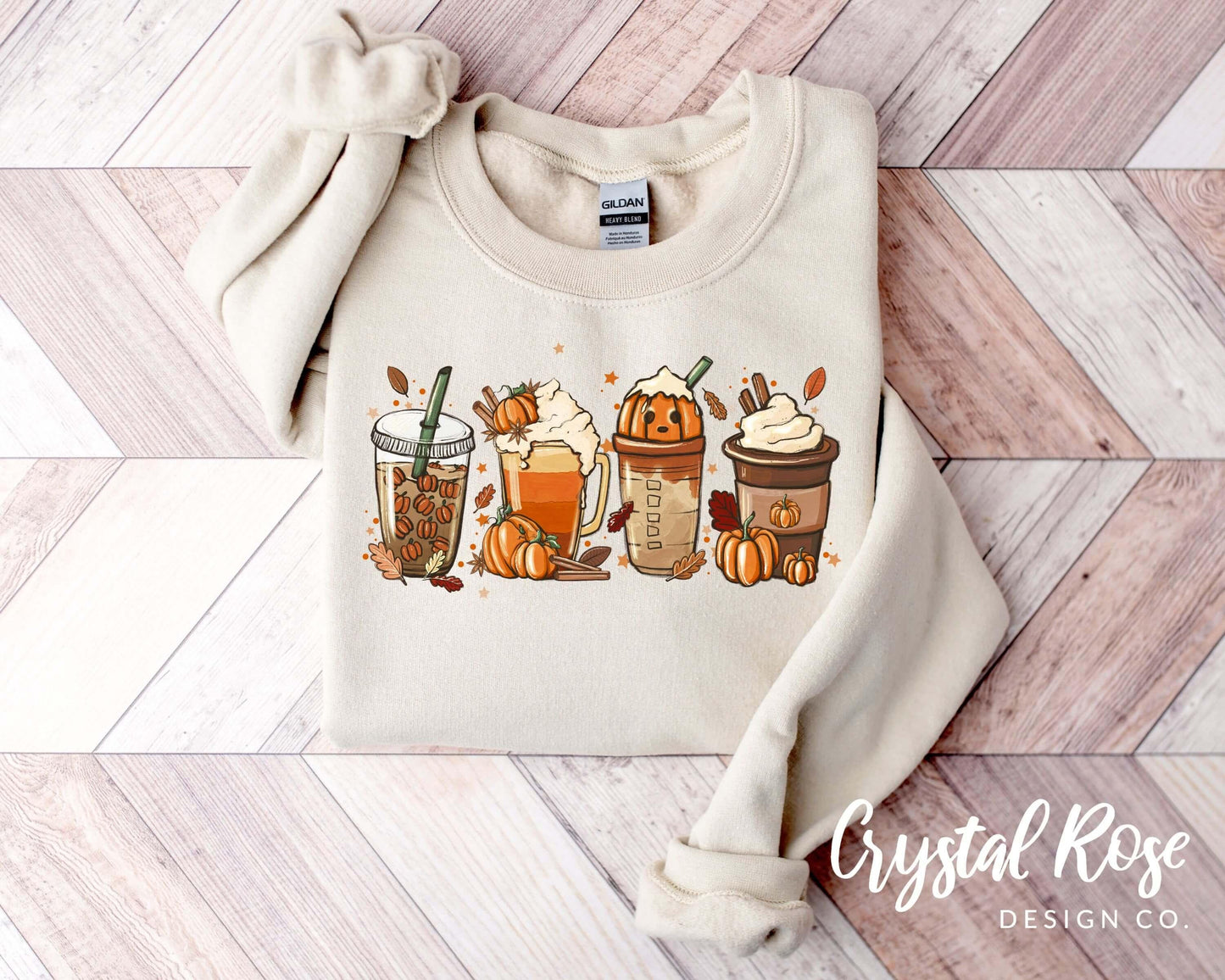 Fall Coffee Pumpkin Spice Latte Halloween Crewneck Sweatshirt - Crystal Rose Design Co.