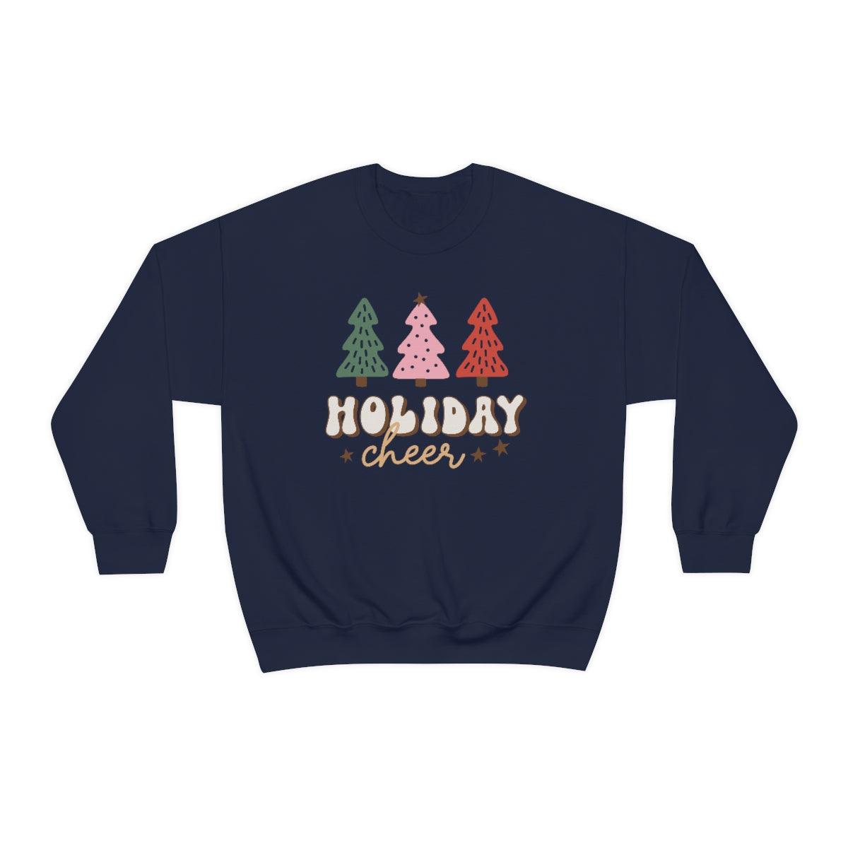 Retro Holiday Cheer Trees Christmas Crewneck Sweater - Crystal Rose Design Co.