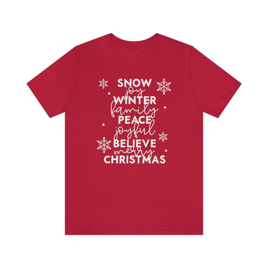Snow Christmas Believe Christmas Shirt Short Sleeve Tee