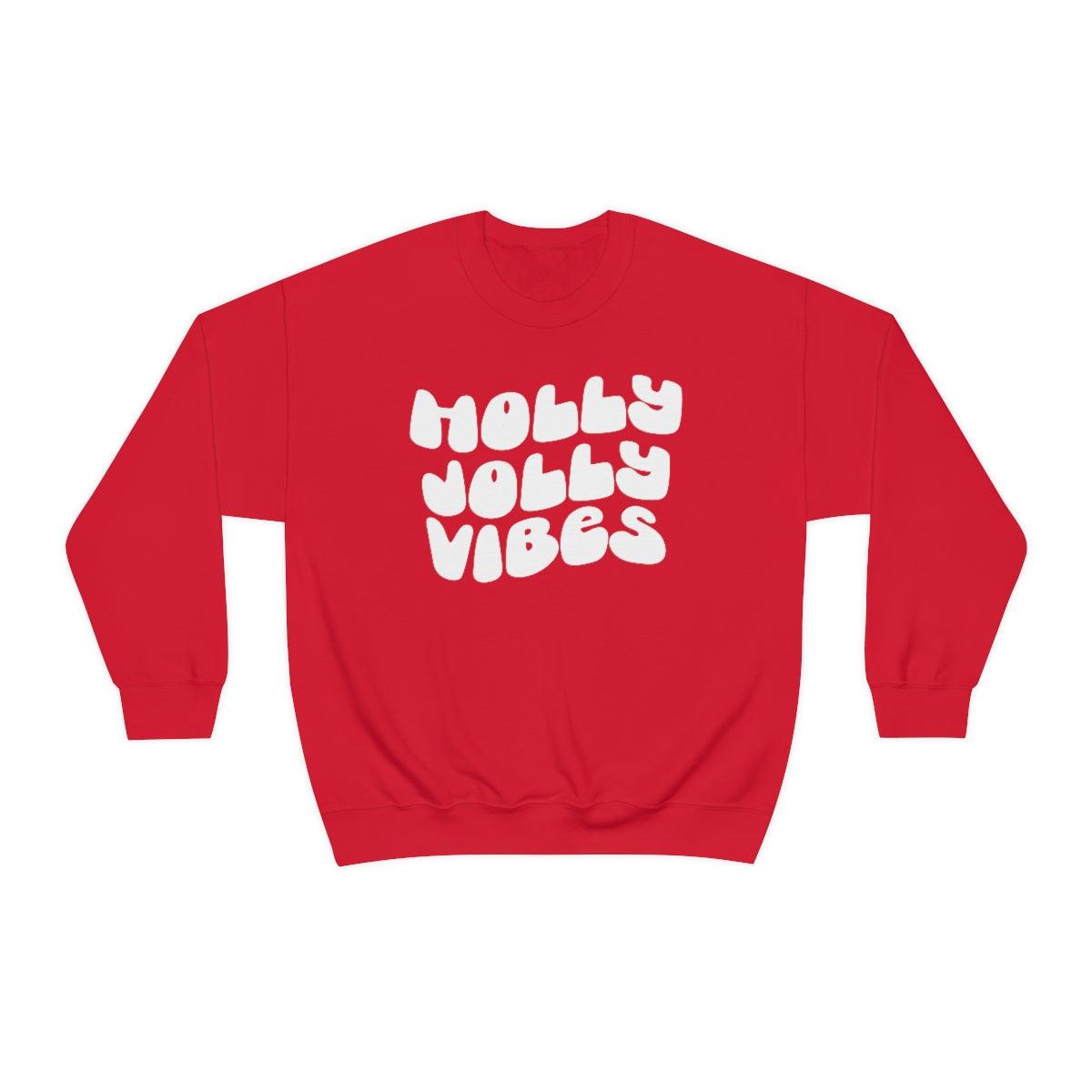 Retro Holly Jolly Vibes Christmas Crewneck Sweater - Crystal Rose Design Co.