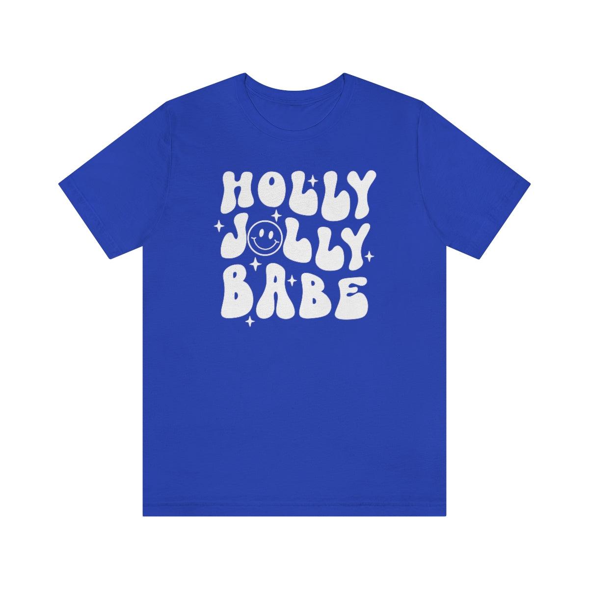 Retro Holly Jolly Babe Christmas Shirt Short Sleeve Tee