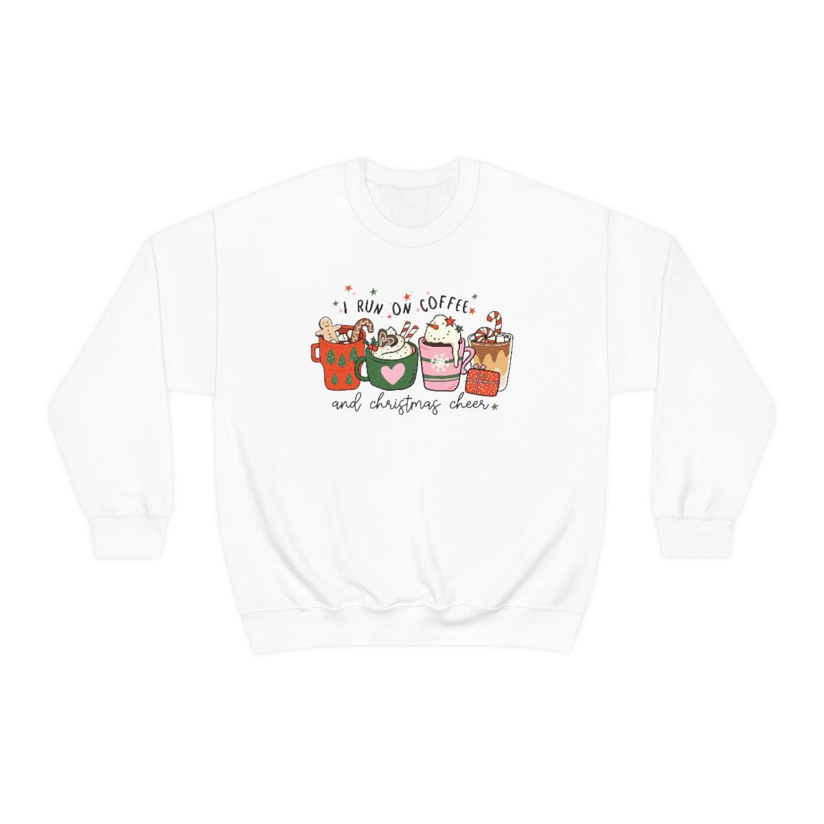 I Run On Coffee and Christmas Cheer Christmas Crewneck Sweater - Crystal Rose Design Co.