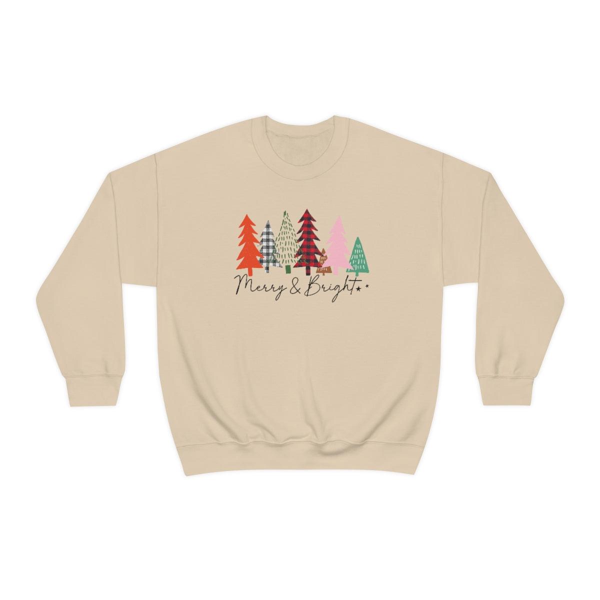 Merry And Bright Trees Christmas Crewneck Sweater - Crystal Rose Design Co.