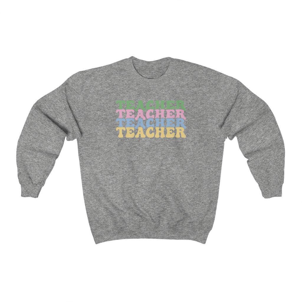 Retro Teacher Crewneck Sweatshirt - Crystal Rose Design Co.