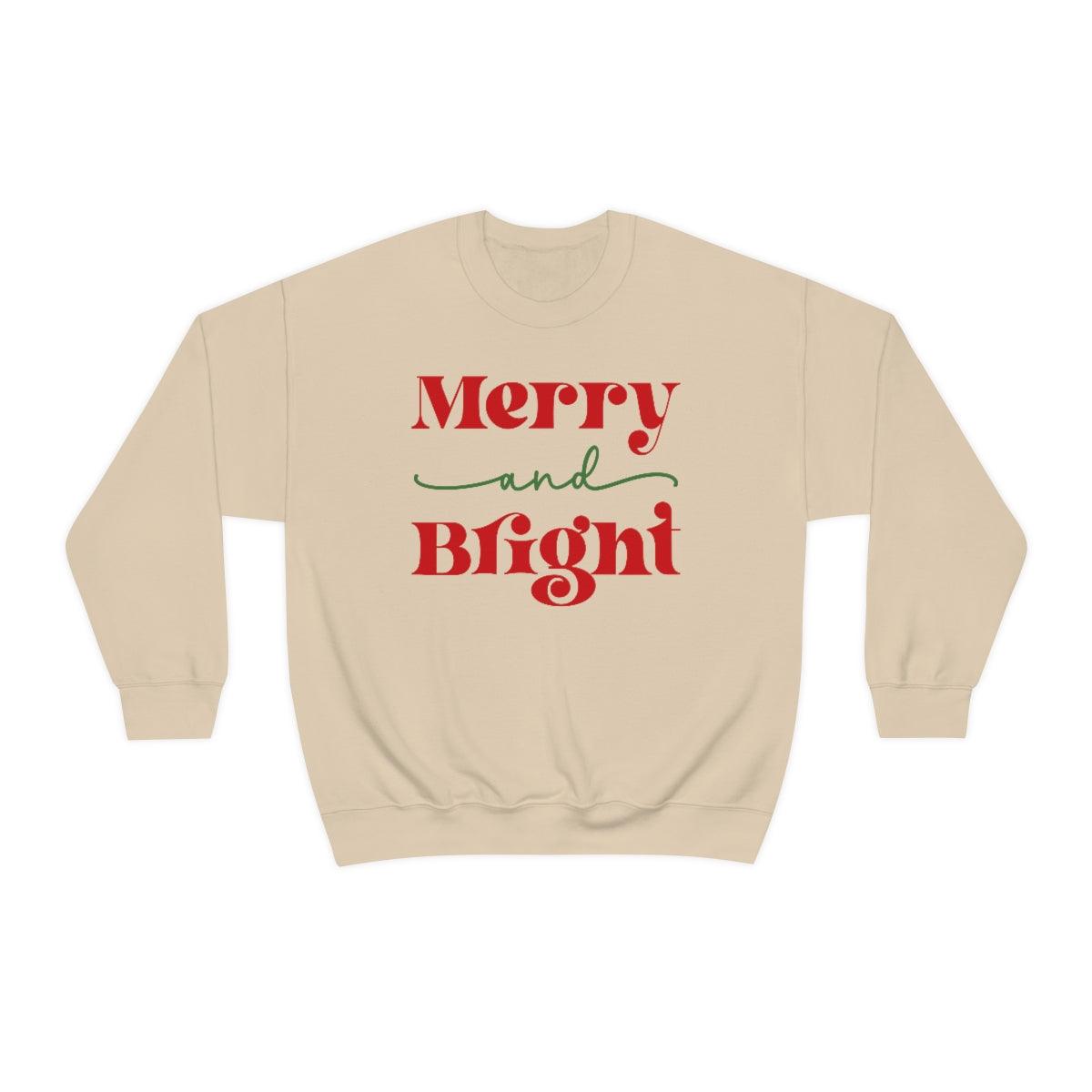 Retro Merry and Bright Christmas Crewneck Sweatshirt - Crystal Rose Design Co.