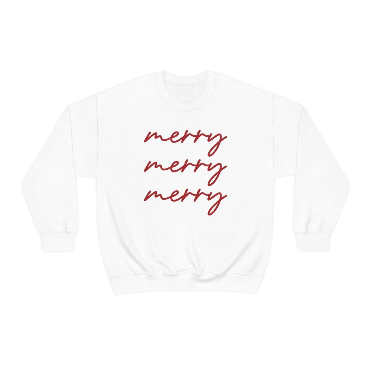 Merry Merry Merry Christmas Crewneck Sweatshirt - Crystal Rose Design Co.