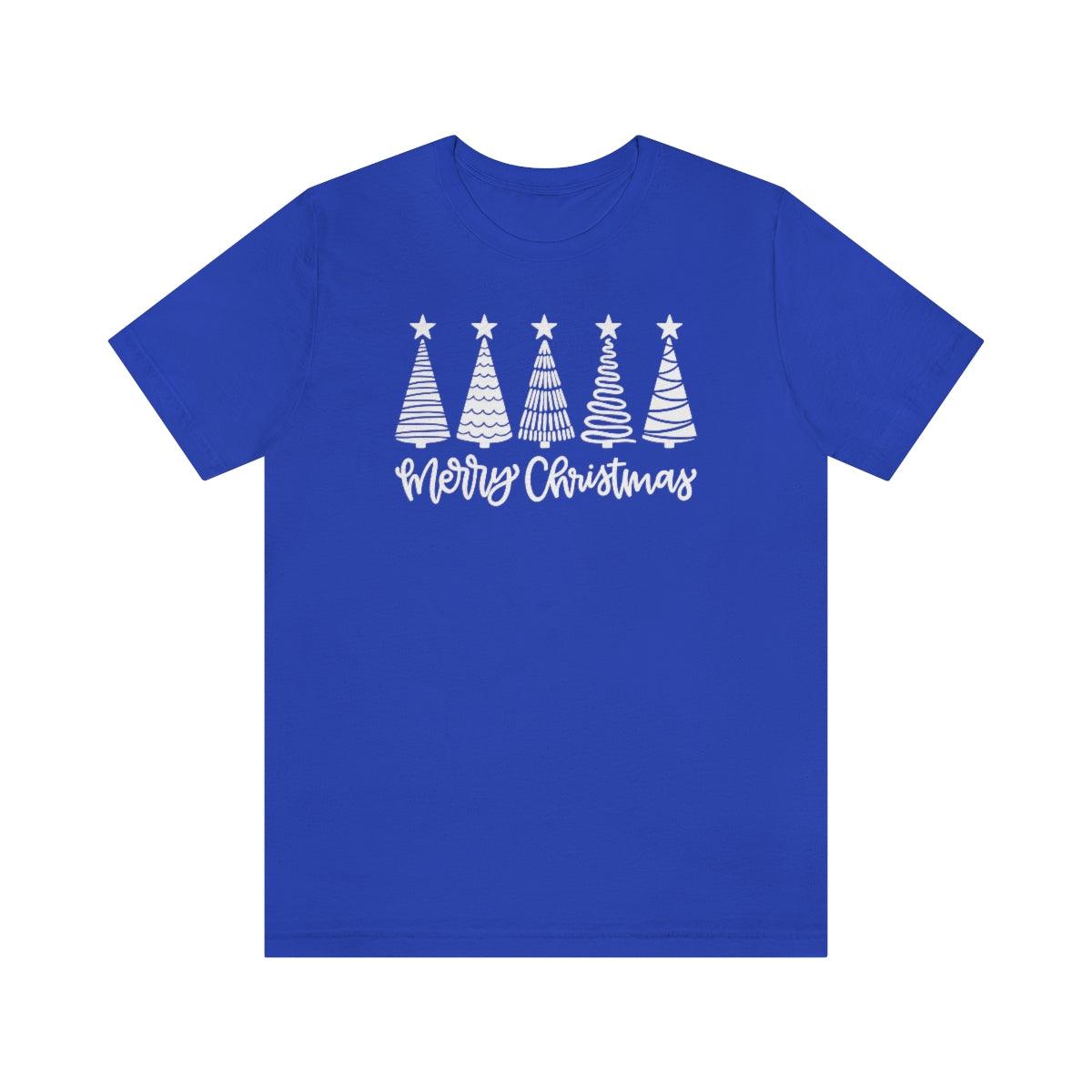 Merry Christmas Trees Christmas Shirt Short Sleeve Tee - Crystal Rose Design Co.