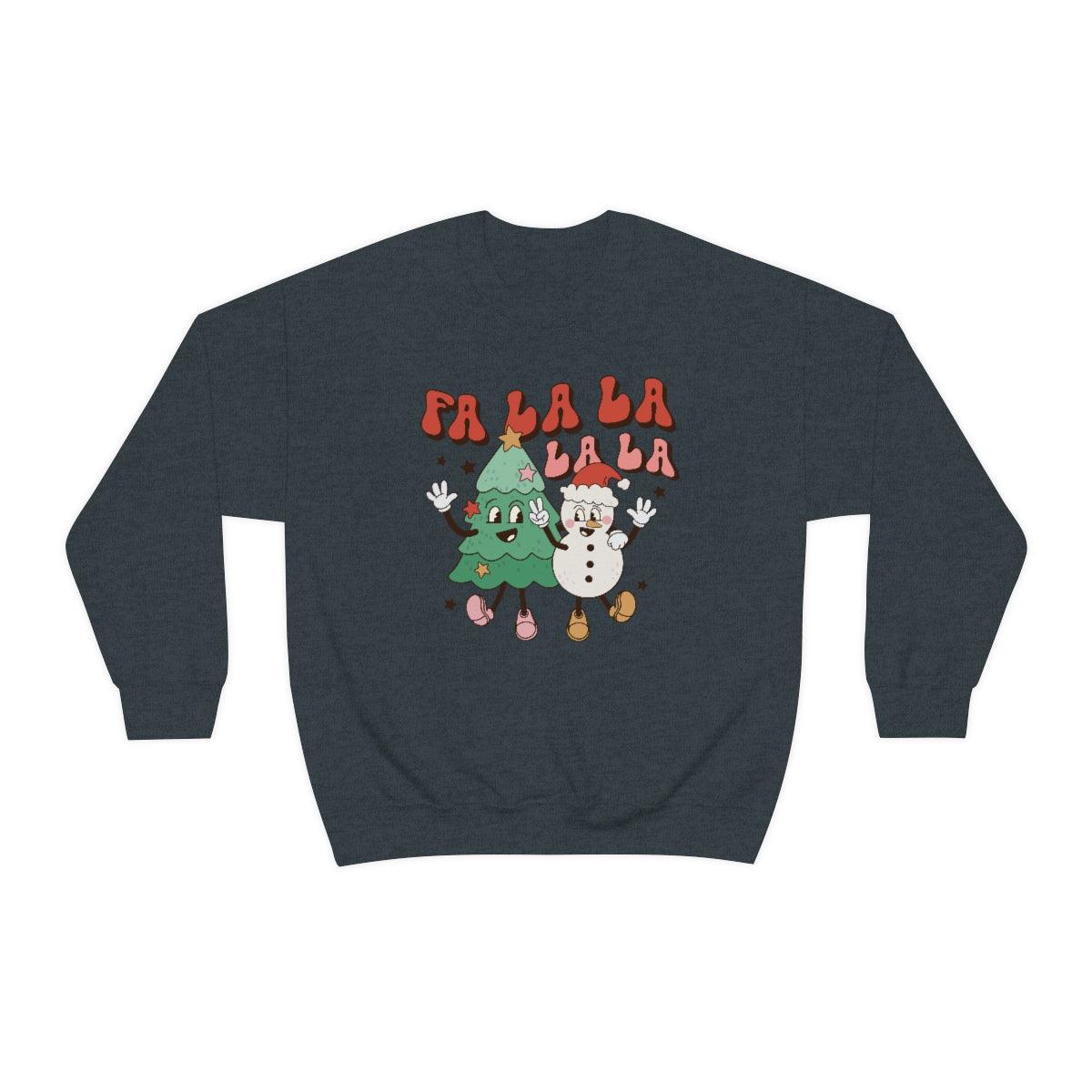 Retro Fa La La La Christmas Crewneck Sweater - Crystal Rose Design Co.