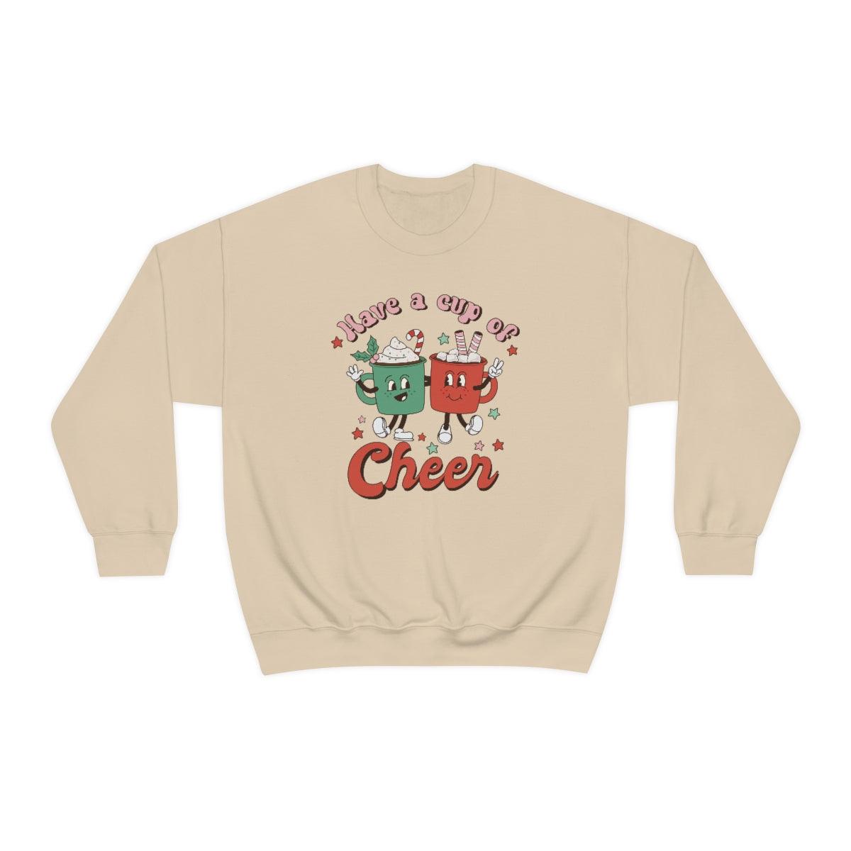 Retro Have a Cup of Christmas Cheer Christmas Crewneck Sweater - Crystal Rose Design Co.
