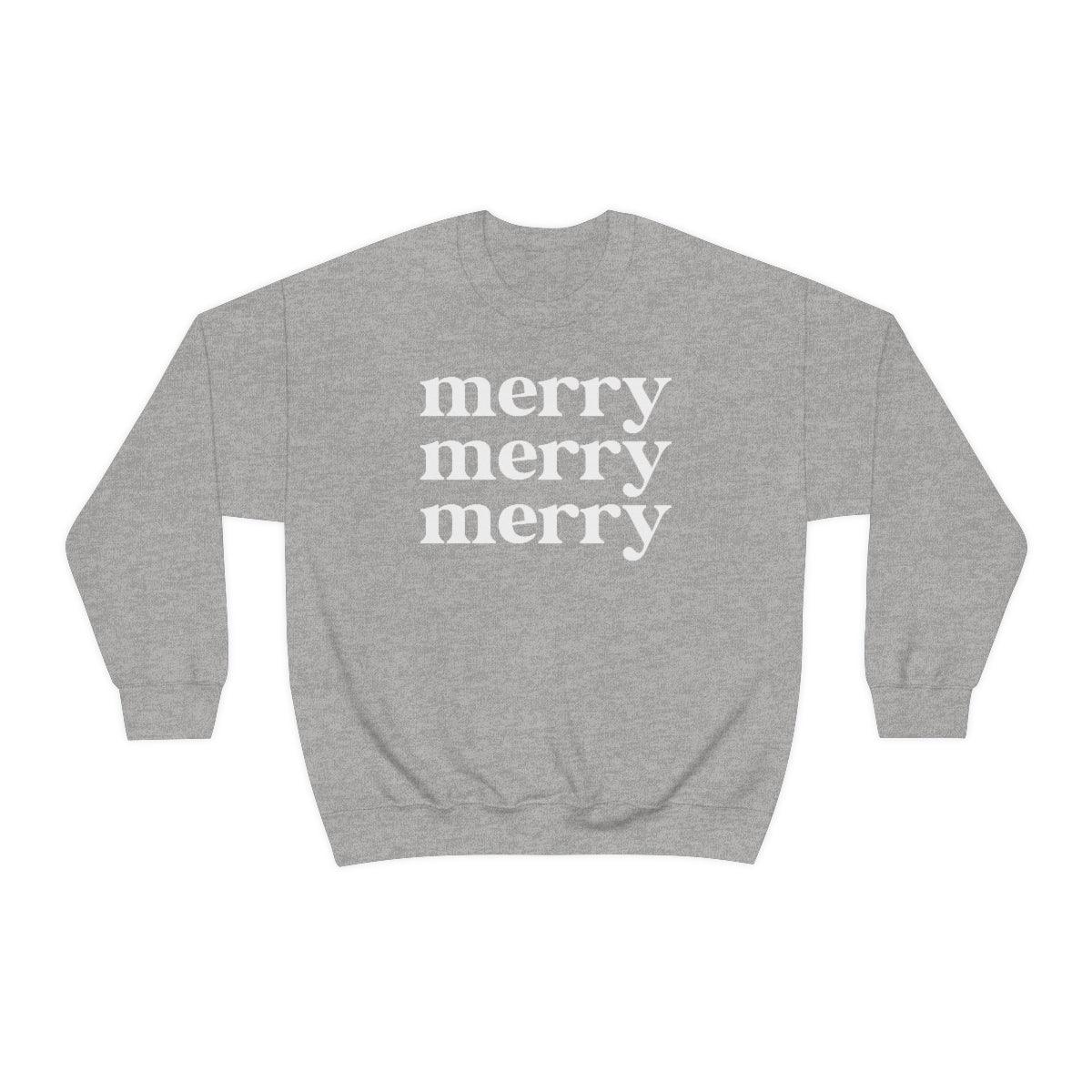 Merry Merry Merry Christmas Crewneck Sweater - Crystal Rose Design Co.